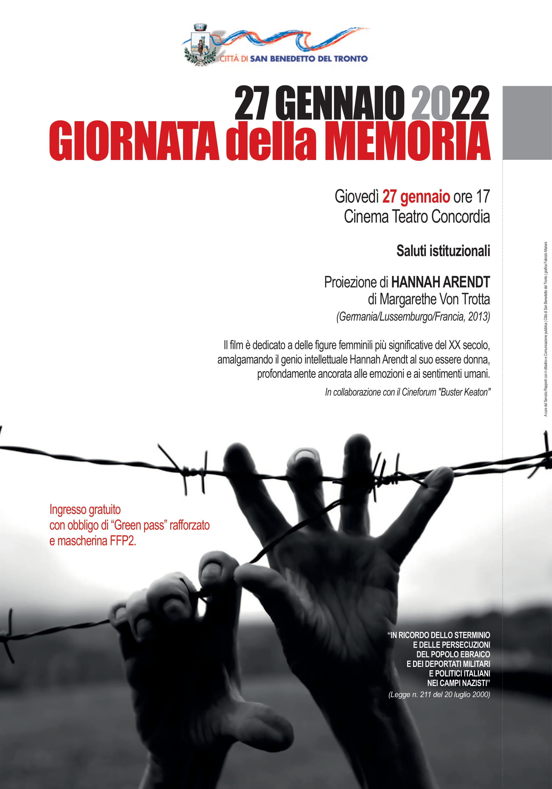 Giornata della Memoria, al Concordia il film su Hanna Arendt