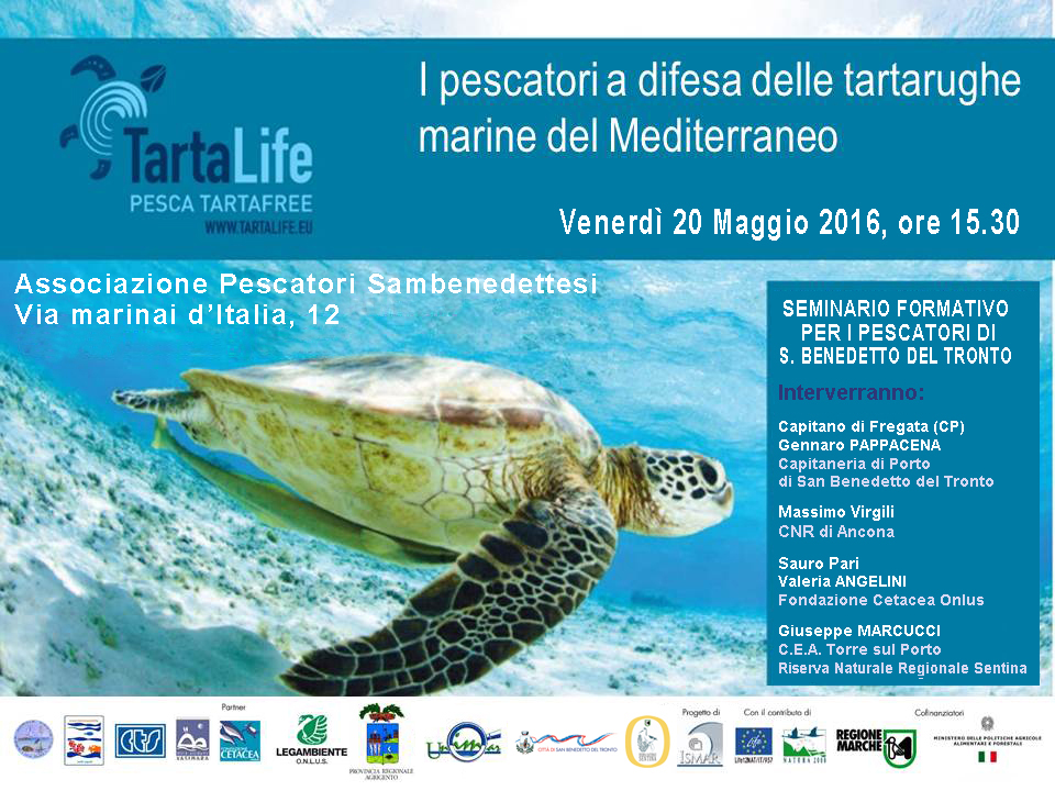 Locandina Seminario per i pescatori sulla tutela delle tartarughe 
