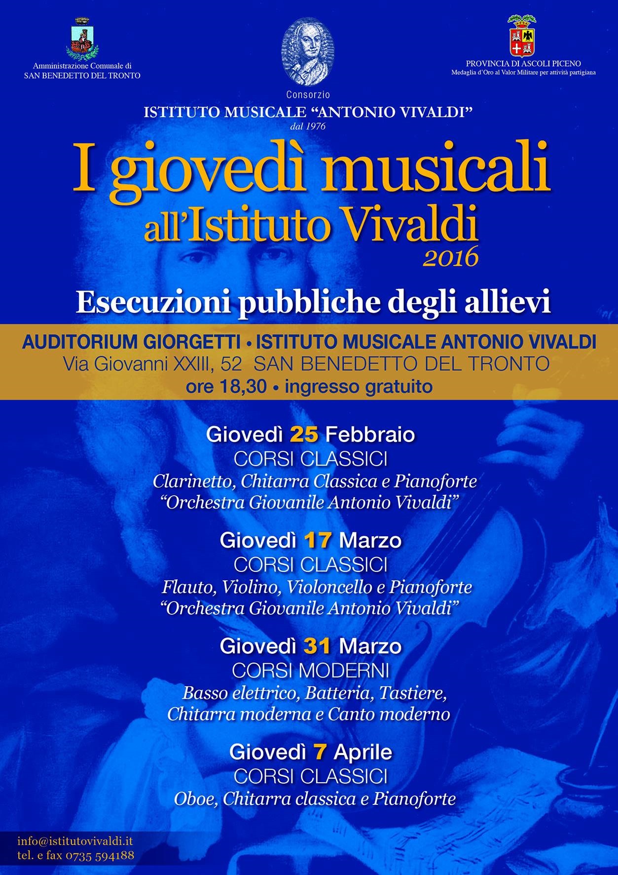 Il manifesto dei concerti "I giovedì del Vivaldi" 