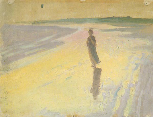 Donna sulla spiaggia - Olio su tela, foto Tomei De Angelis, Collezione Comune di San Benedetto del Tronto