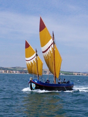 Le barche di Cesenatico in viaggio nell'Adriatico per arrivare a San Benedetto per la Festa della Madonna della Marina 