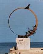 The Jonathan Seagull Monument, located along the southern pier